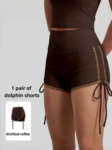 Women's High-Waisted Yoga Pants, Stretchy Drawstring Shorts, Peach Butt Design, Multiple Colors Available, Fitness Training Wear