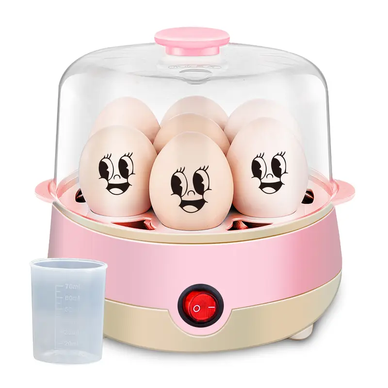 Easy Rapid Egg Cooker Electric 7-Egg Capacity, Soft, Medium, Hard-Boiled Egg Cooker with Auto Shut-Off, Measuring Cup Included, BPA Free,Pink