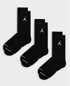 Nike Air Jordan Everyday Max Crew 3 Pack Socks Dri-Fit Black Size Large