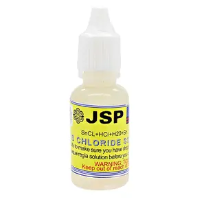 JSP Gold Test Refining Solution Stannous Chloride 15mL Premixed 99+ Pure Acidified for Precious Metals Testing