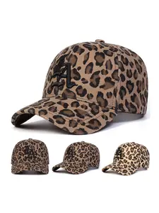 Unisex Gothic La Leopard Print Baseball Cap, Animal Print Snapback, Adjustable Outdoor Sun Protection Hat, Casual Fitted Woven Fabric, Perfect for Traveling & Beach Vacations