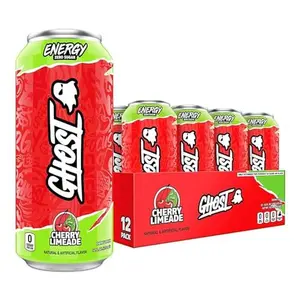 GHOST Energy Drink - 12-Pack Cherry Limeade 16oz - 200mg Natural Caffeine L-Carnitine Taurine Gluten-Free Vegan Energy Focus No Artificial Colors