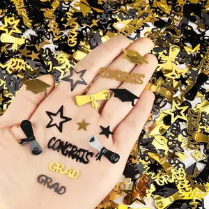 2026 Graduation Table Confetti Grad Glitter Paper Scatter Party Decorations with Stars, Caps, Diplomas and Congrats, Class of 2026 Celebration Confetti, 1.06 Ounce