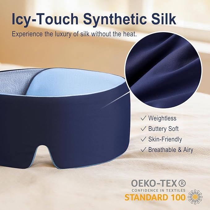 Cloud-Like Comfort Sleep Mask for Side Sleepers, Dual-sided Cooling Bamboo Fiber Eye Cover, Ear Protection Silent Strap Breathable Sleep Mask, Portable Travel Accessory & Nice Daily Gift summervibes