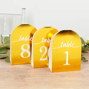25-Pack Disposable Table Numbers 7" Metallic Gold Free Standing Double Sided Table Number Place Cards with White Numbers 1-25