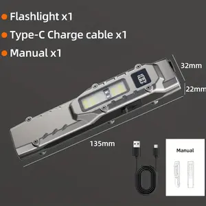 [Triple Light Flashlight] 1pc Rechargeable EDC Flat Flashlight | Triple Light Source (White LED, UV, Warning Red), 1500 Lumens, Portable Pocket Light, Outdoor Emergency Work Light - Valentine's Day, Father's Day Gifts with Exquisite Gift Box