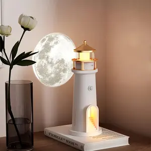 Moon Lighthouse Projector Night Light with Motion Sensor - Rechargeable LED Galaxy Table Lamp, Moon Lamp for , Bedroom,  Decor -  Christmas, Birthday  for Boys & Girls