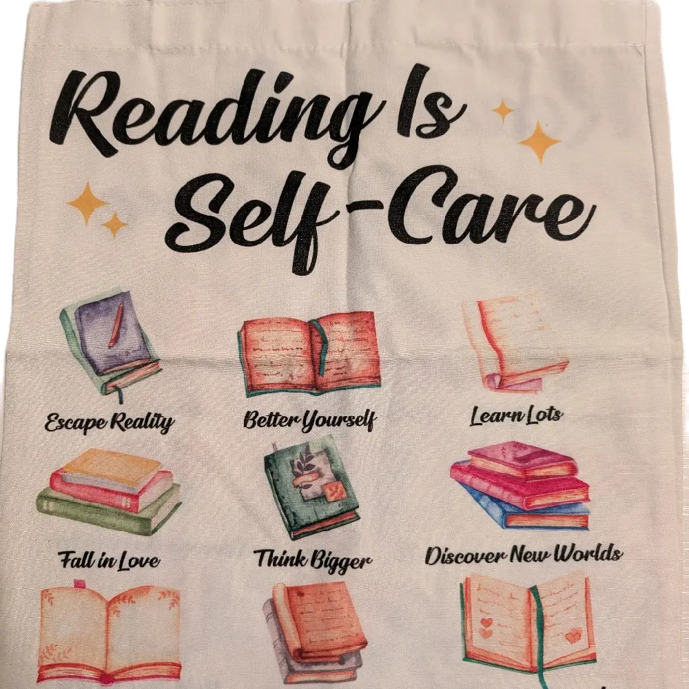 Various Inspiration Reading White Tote Bags for Book Lovers Readers Quotes Escape Reality Better Yourself Learn Lots Fall in Love Think Bigger Discover New Worlds Bible Bookworm Christmas
