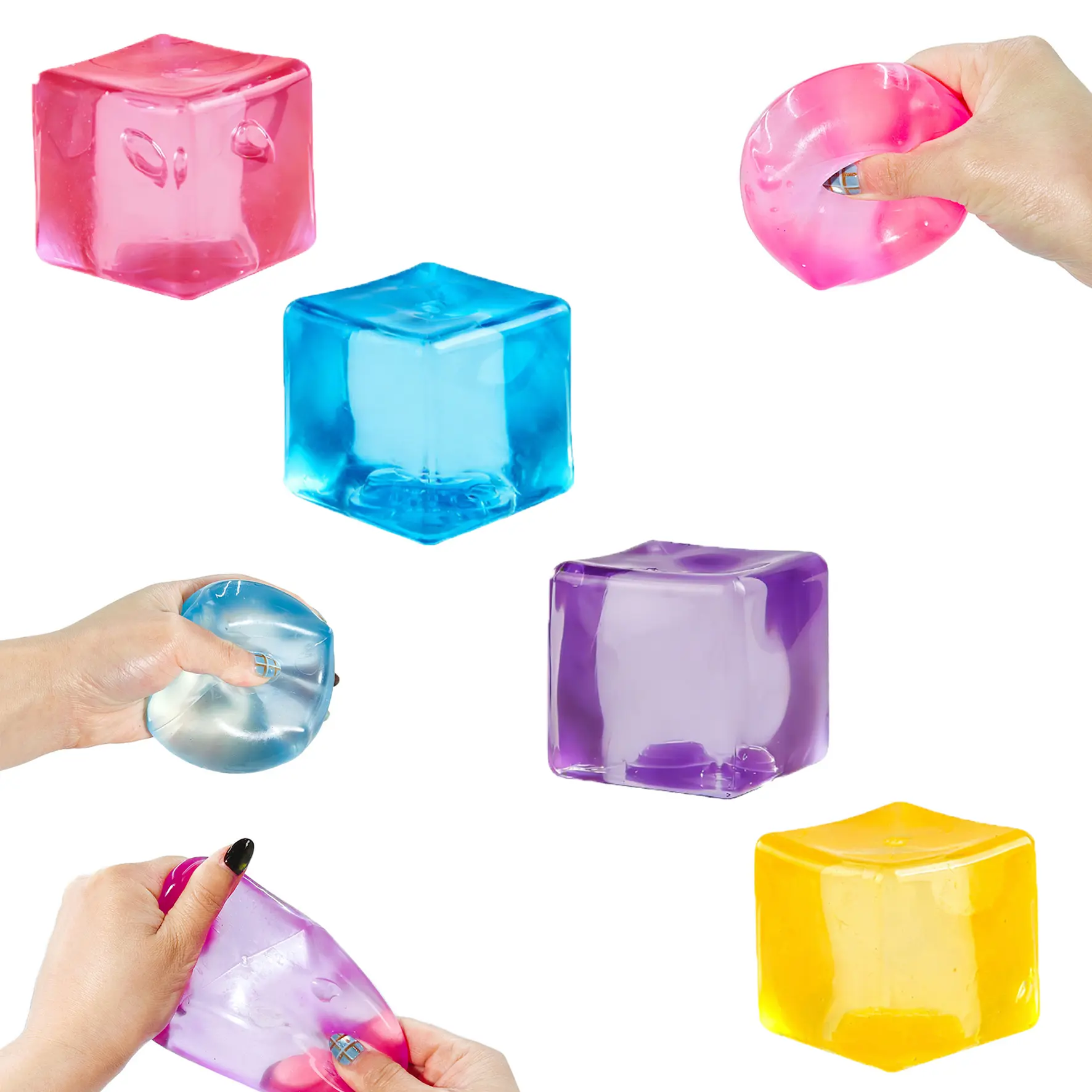 2.17-Inch Ice-Shaped Squishy Stress Ball, Slow Rebound Smooth Squishies with Malt Sugar Stuffers, Soft Elastic Therapy Toy for Adult Anxiety Relief, Ideal Home & Stressball Party Gifts