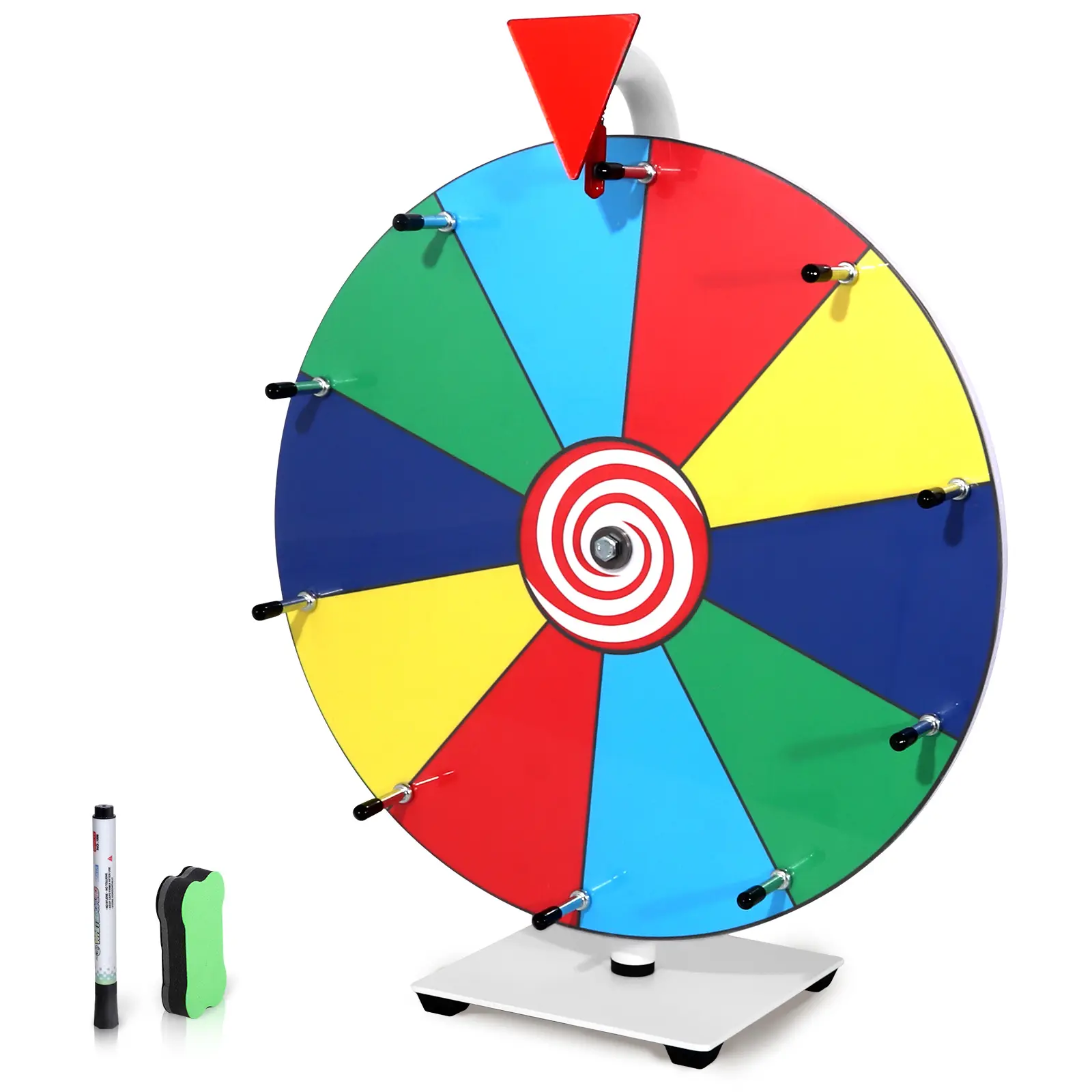 14 Inch Prize Wheel – 10 Slots Color Spinning Wheel for Prizes, with Dry Erase, The Casino Prize Wheels Spinner for Carnival & Tradeshow