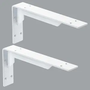 Countertop Support Brackets Heavy Duty, 8" X 6" Max Load 365 Lb 5 Mm Thick Iron Industrial Shelf Brackets, White Metal Farmhouse Wall Mounted Floating L Support for Hanging DIY Open Shelving Ihomepark