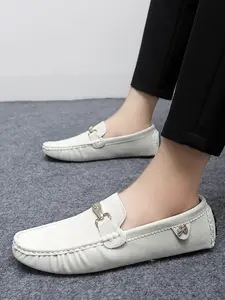 Women's Slip-On Breathable PU Leather Loafers - Lightweight Casual Streetwear Sneakers Suitable for Daily Wear, & Semi-Formal Occasions - Round-Toe Comfortable Flat Loafers