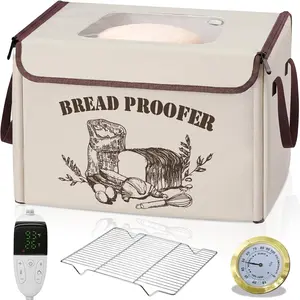 Large Folding Bread Proofing Box, Dough Proofer With 50-113?Temp Control & 1-48H Timer, Sourdough Starter Warmer with Humidity Gauge, Foldable Proofing Basket for Bread Baking, Pizza, Yogurt, Kombucha