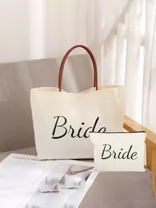 Bridal Handbag & Makeup Bag Set, Cosmetic Bag, Perfect Gift for Wedding, Bridal Shower, Engagement, Bachelorette Party, Practical Accessory