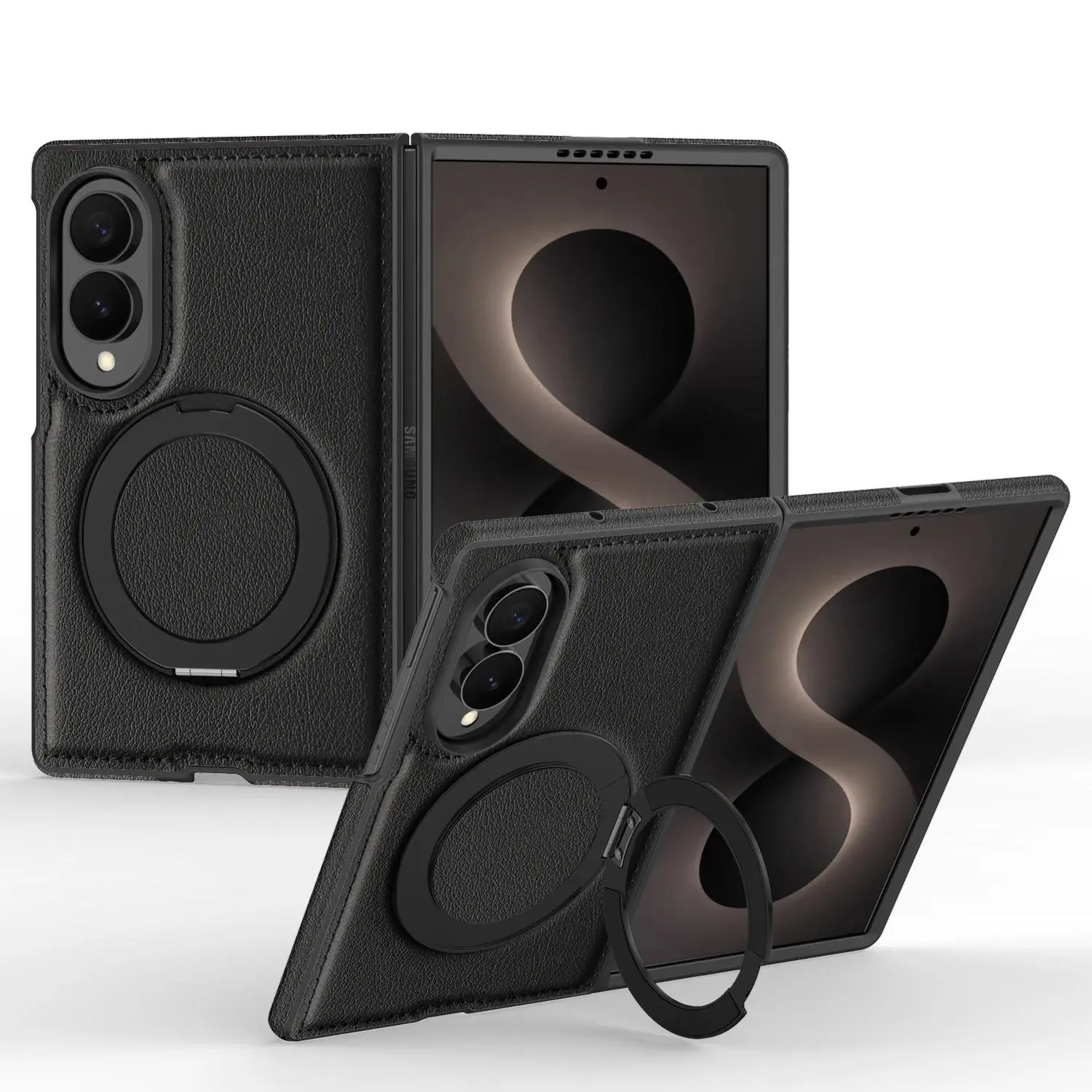 HAY Luxury Business 360 Rotating Magnetic Stand Leather Case for Samsung Z Fold 8 Wide Shockproof for Magsafe Skin Feel Slim Cover