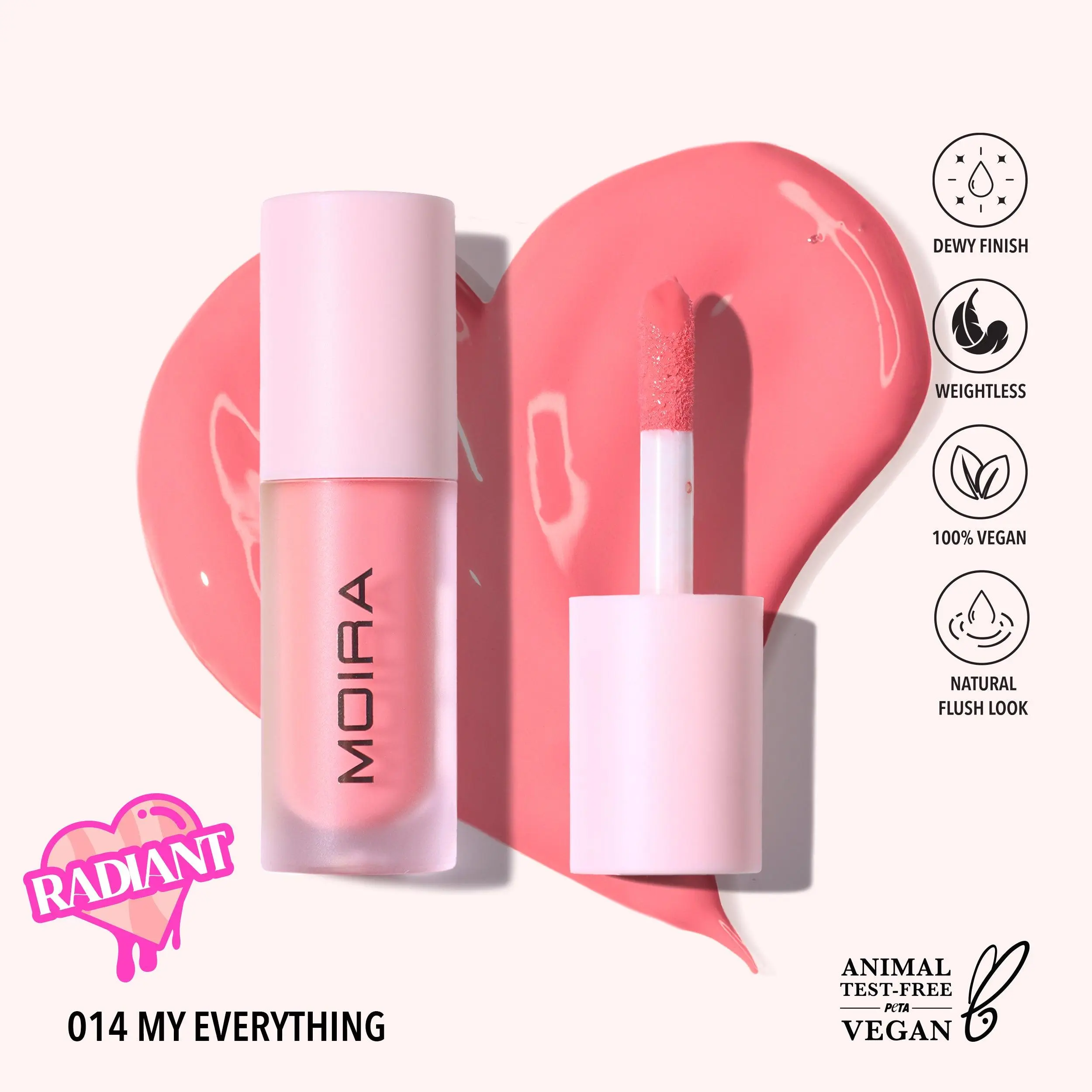 MOIRA | Love Steady Liquid Blush (014, My Everything) | Lightweight Matte Liquid Blush with Buildable, Long-Lasting Color
