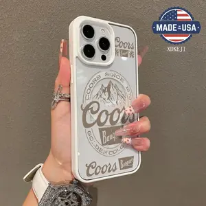 Vintage COORS Letter Pattern Premium Magnetic Phone Cases for iPhone 16 15 14 Pro Max 13 12 11 Plus Smartphone Shockproof Protection Acrylic Cover Cellphone Protective magsafe magnetic case Aesthetic Resistance Casing Protector Silicone White