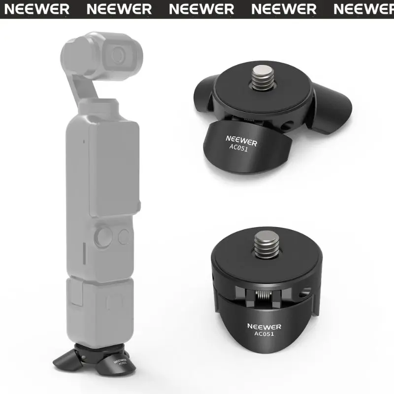 NEEWER AC051 Mini Tripod with Rubber Handle - Compatible with DJI Osmo Pocket 4 & 3, Insta360 X5 X4 X3, 1/4" Screw Desktop Gimbal Camera Holder, Upright/Handheld Mode Switch for Influencers, Content Creators, Recording (TikTok Shop Back to School)