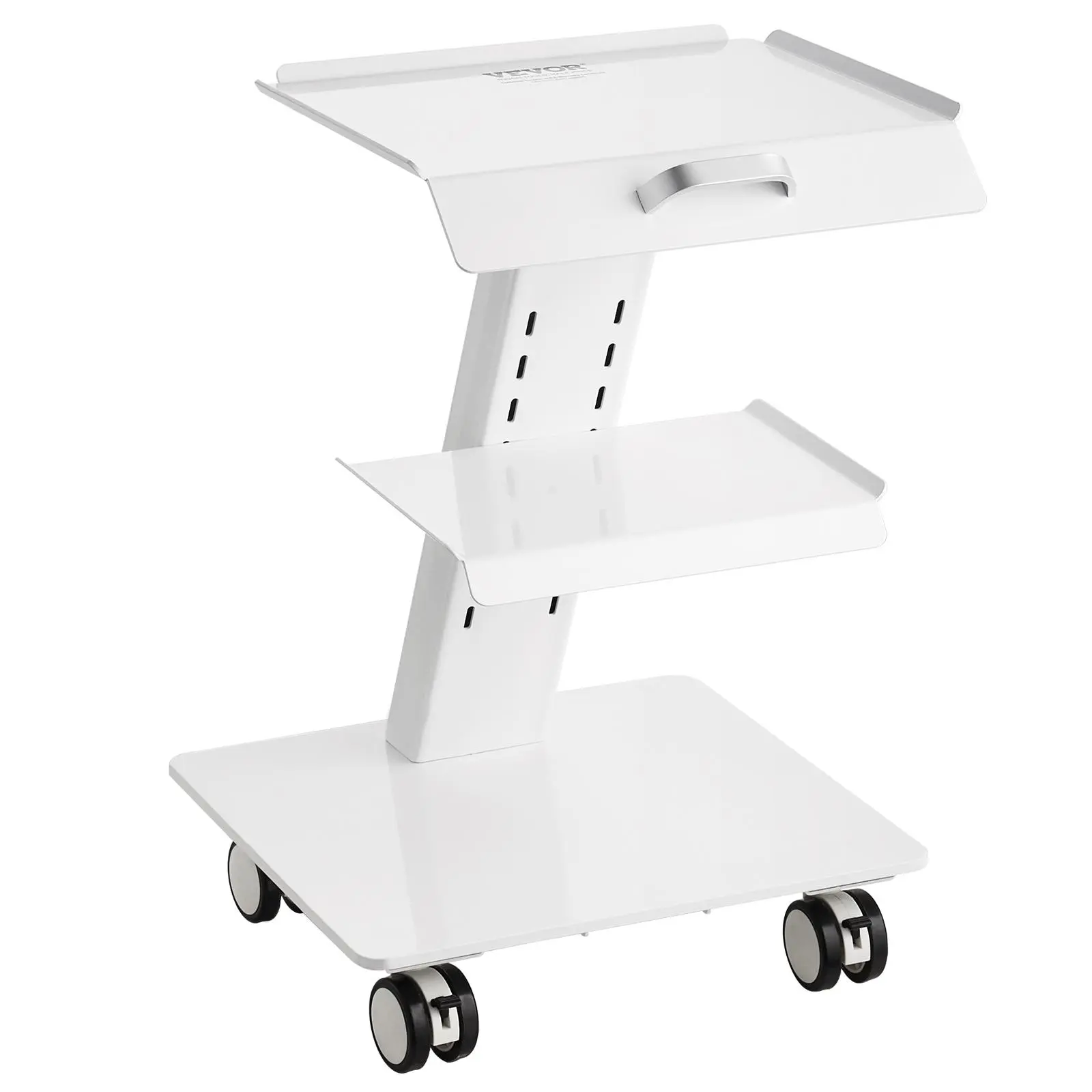 【summerfinds】VEVOR Lab Trolley, 3-Layer Rolling Lab Cart, Metal Mobile Trolley with Swivel Wheels, Tray Rolling Clinic Cart 220 lbs Weight Capacity, for Lab, Clinic, Beauty and Salon