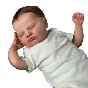 TopLink 19inch 48cm Soft Vinyl Asleep Reborn Baby Art Doll with 3D Skin with Visible Veins and Cloth Body Toy Girl Birthday Gift Alive Lifelike