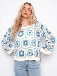 Charlie B Drop Shoulder Granny Squares Crochet Sweater
