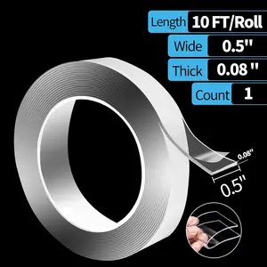 Traceless Mounting Tape (10FT), Removable, Reusable, Washable - Multipurpose Double-Sided Adhesive Tape as Seen on TV