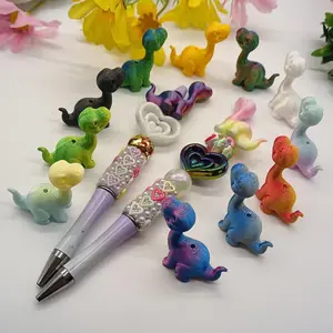 9pcs mixed color 3D printing PLA three-dimensional dinosaur vertical hole decoration beads DIY beaded pen mobile chain keychain bag pendant holiday gift decoration accessories ornaments