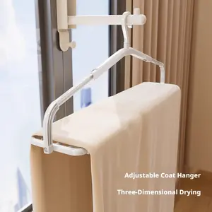 Retractable clothes rack, drying rack, adjustable length with non-slip design, suitable for drying scarves, towels, and coats, suitable for balcony, windowsill, and home use