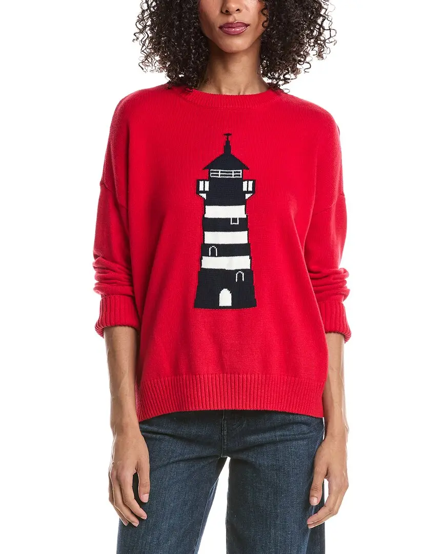 Vince Camuto Lighthouse Motif Crewneck Sweater