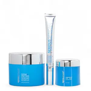 Serious Skincare, 3-Step Dr. Mark Pinsky System, Face & Neck Anti-Aging Regimen, Detoxifying Enzyme Prep Pads with Wrinkle Filler & Plumping Cream, 60 Pads + 1oz Filler + 2oz Cream