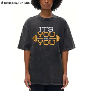 100% Cotton Fitness T-Shirt – Washed Motivational Gym Tee for Men & Women