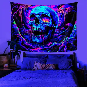Tapestry Featuring Design of a Massive, Terrifying Skull, Perfect for Hanging on The Wall in a Bedroom Or Living Room