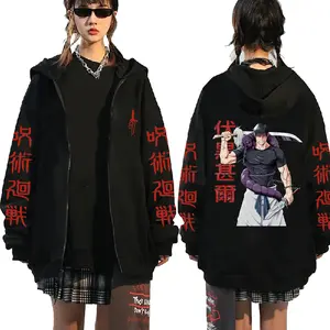 Hot Anime Jujutsu Kaisen Fushiguro Toji Graphic Printed Hooded Men Women Zipper Hoodies Plus Size Sweatshirt Harajuku Zip Jacket
