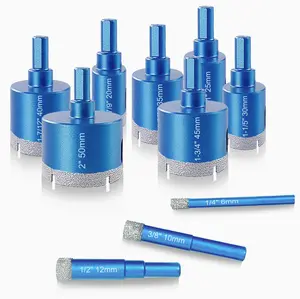 Hole  Set, 10 count Brazed Tile Hole   Core Drill Bit Set for Ceramic, Glass, Tile, Granite, Marble, Plaster