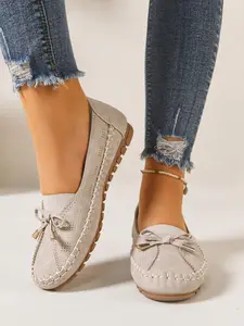 Women's Spring New Bow Hollow Out Bean Shoes, Breathable Casual Flat Sneakers, Four Colors Available, Comfortable Fashion Footwear