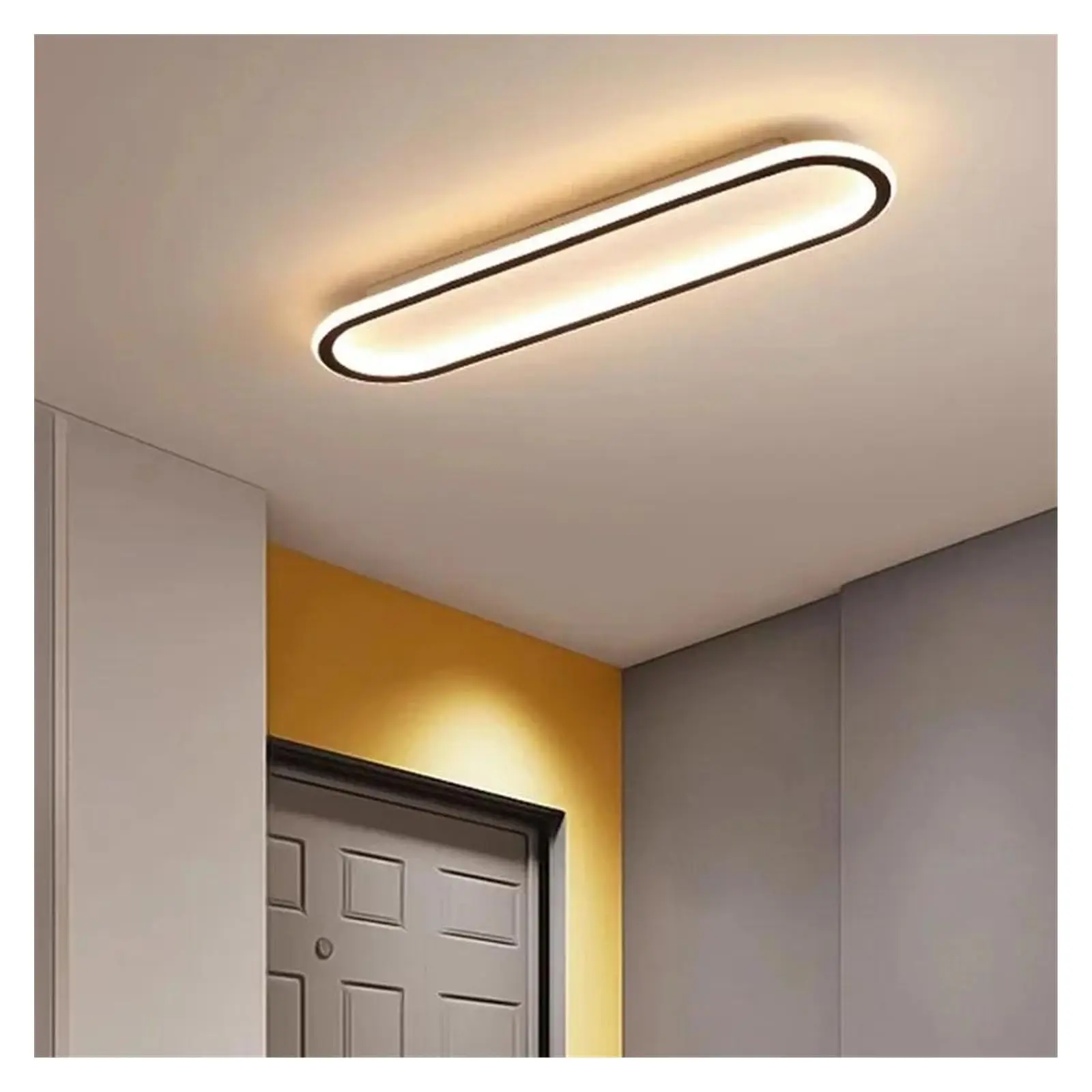 23.6-inch Black Ultra-Thin Acrylic Ring Recessed Ceiling Light, 3 Color Temperatures Adjustable, Suitable for Bedrooms, Hallways, Indoor Home Improvement Lighting (Remote Control Not Included)