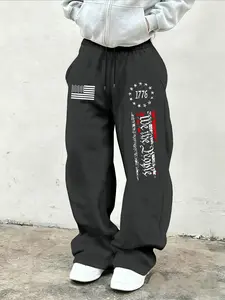 Men's Unique American Flag 1776 Print Sport Pants, Comfortable Fashion Casual Wear, All Seasons Essential, Multifunctional Style