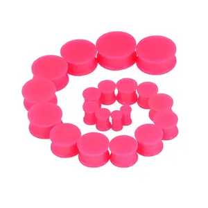20pcs Silicone Ear Plugs Kit Gauges Stretching Set Double Saddle Tunnels Flare Earlobe Expanders Flesh Body For Women Men Beginners 0g-1"