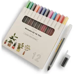 Minimalist  Style Colorful Gel Pens 0.38mm Ultra Fine Point,Cute 12 Colors For Drawing, Coloring,Journaling, Note-Taking (-230)