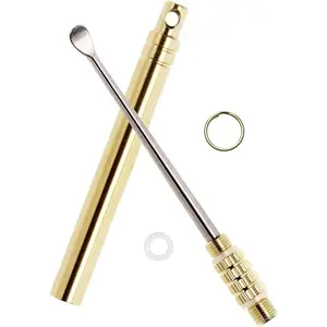 Ear Wax Removal Tool,Folding Type Titanium Alloy Ear-Pick Cleaner Portable Ear Wax Removal Tools Ear Spoon Attached A Key Ring  Gift