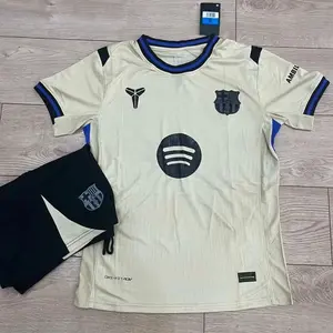Barcelona 25/26 Cream Away Kit, Soccer Jersey and Shorts Set 4
