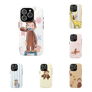Brainwaves Curious George Banana Monkey Phone Case Case for Suitable for iPhone 17/16/15/14/13/12/11 Pro Max/Plusand Samsung Galaxy S23-25, shock-absorbing, anti-drop protective case, lightweight, new fashion trend design