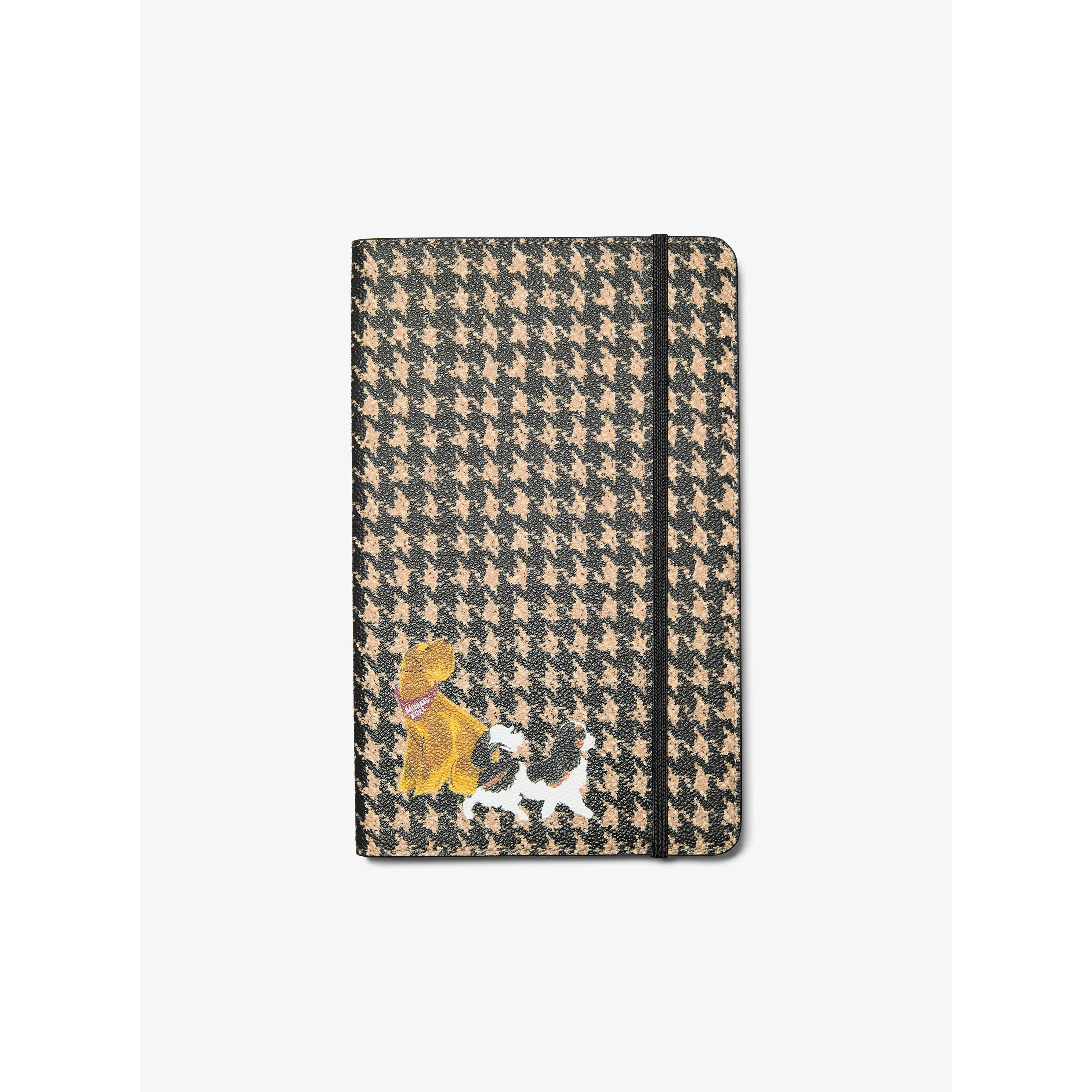 Medium Embellished Houndstooth Print Notebook
