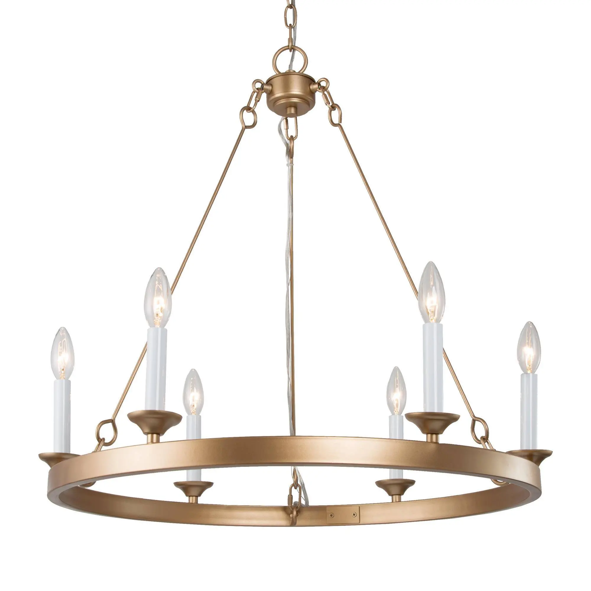 Ksana Wagon Wheel Chandelier Gold, Modern Large 26.5” Dining Room Chandelier Light Fixture