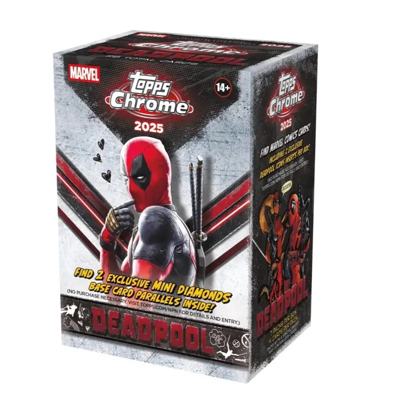 2025 Topps Chrome Deadpool Blaster Box, Trading Card Collectible Box for Marvel Fans