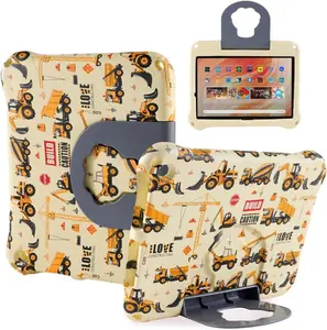 Fire HD 10 2023 2021 13th 11th Generation 11 inch  Pro Tablet Cover for  Boy Girl Cartoon Excavator EVA -Proof case with Stand Handle Shockproof -Friendly Durable Case  Yellow