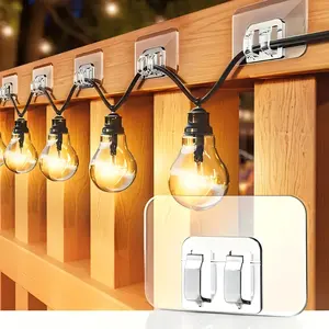 30pcs Adhesive Light Clips Christmas Light Clips, Outdoor Lighting Hooks, Adhesive Cord Organizer Hooks, Sticky Wire Holder for Hanging Christmas Lights, Wall Cable, Cable Management, Bathroom, Wall Mountable, Home Organizer Hook