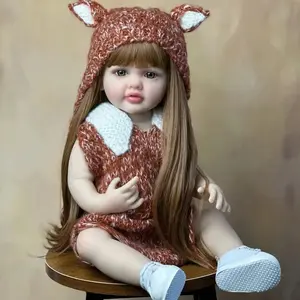 55cm 22inch Lifelike Reborn Baby Newborn Dress Up Doll with Full Soft Vinyl Body Princess Toddler Bebe Birthday Gift for 3+ Kids.(Some Parts Random, Including Pacifier, Bottle, Diaper, Hat And Clothes Set)