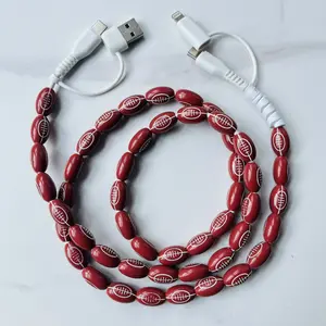 4 in 1 Rugby Beaded Charging Cable Fast Charger for Phone,Compatible with all devices USB-C and Lightning interfaces, 3.3 feet in length, ideal for fast charging, available in multiple styles, Holiday gifts, New year gifts