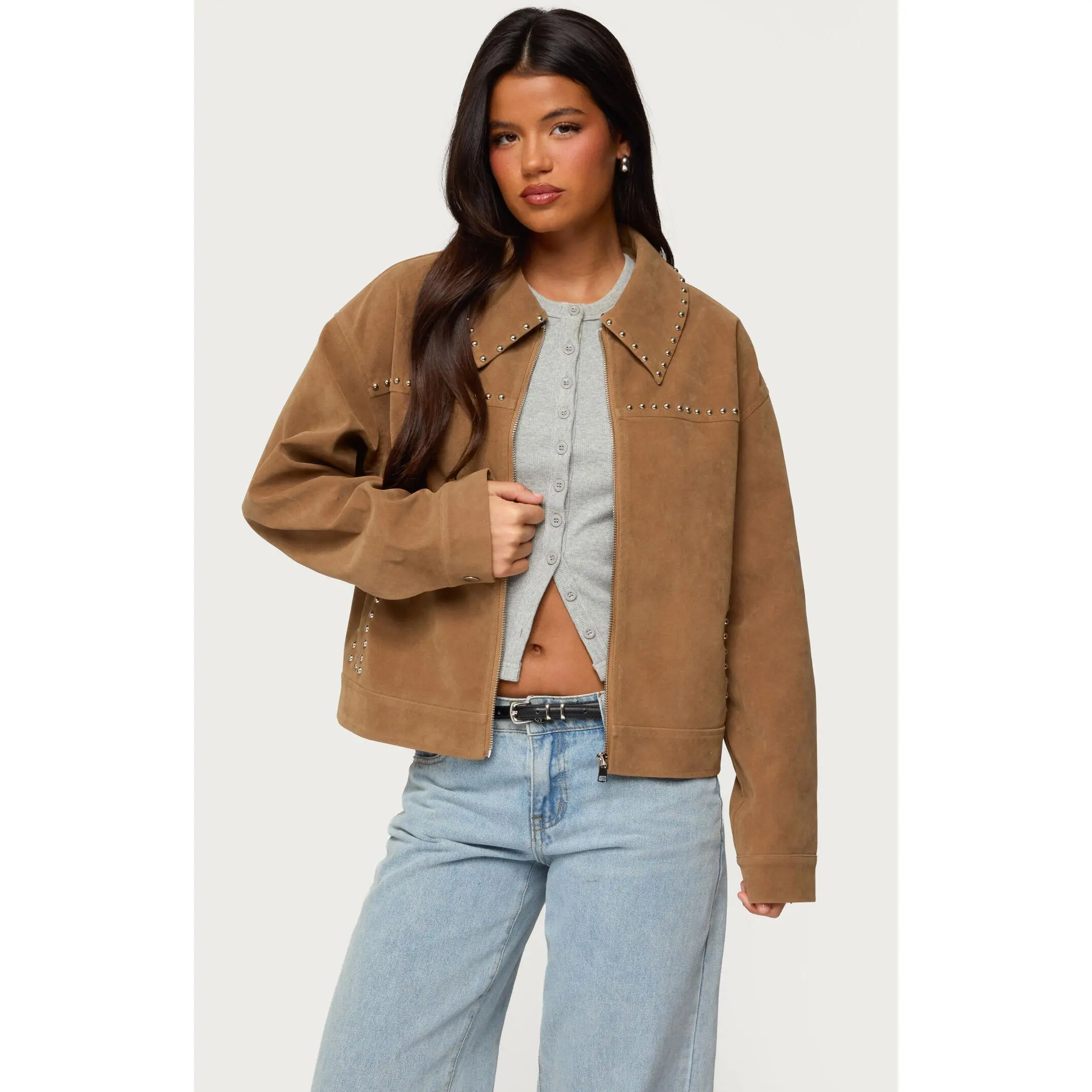 Edikted Women's Memphis Studded Faux Suede Jacket